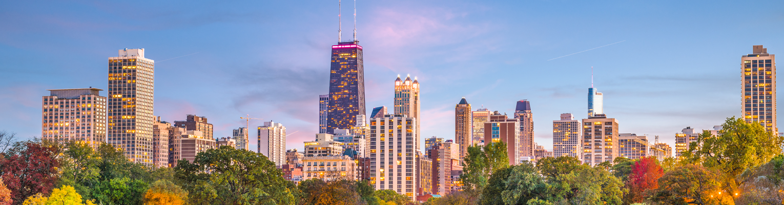 The Chicago skyline in autumn